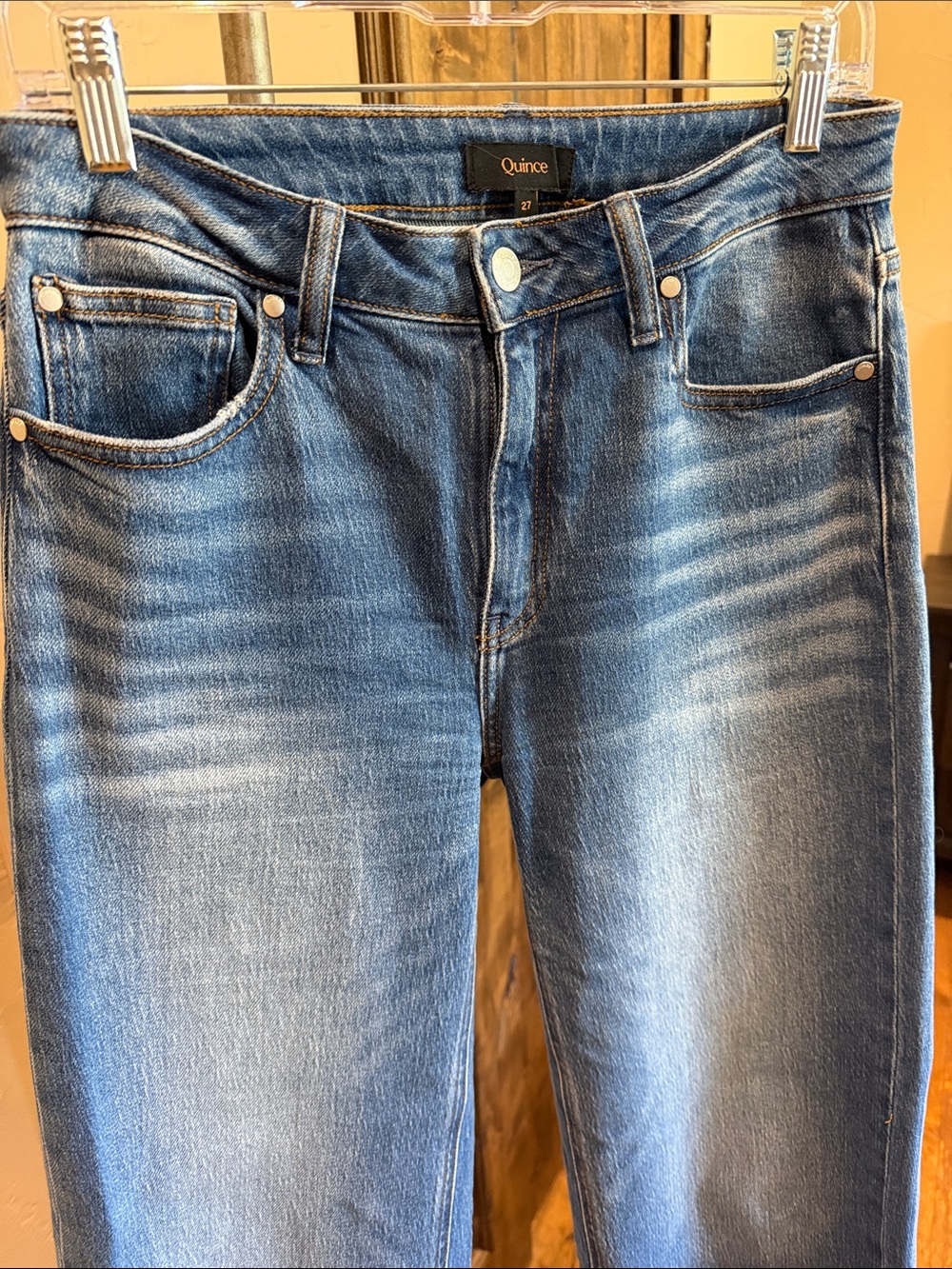 Quince Women's Bella Relaxed Straight Leg Jeans in Atlantic Blue Wash - Picture 3 of 7